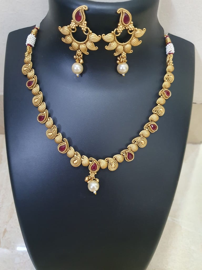 Kundan Brass Beautiful Ethnic necklace set view 2