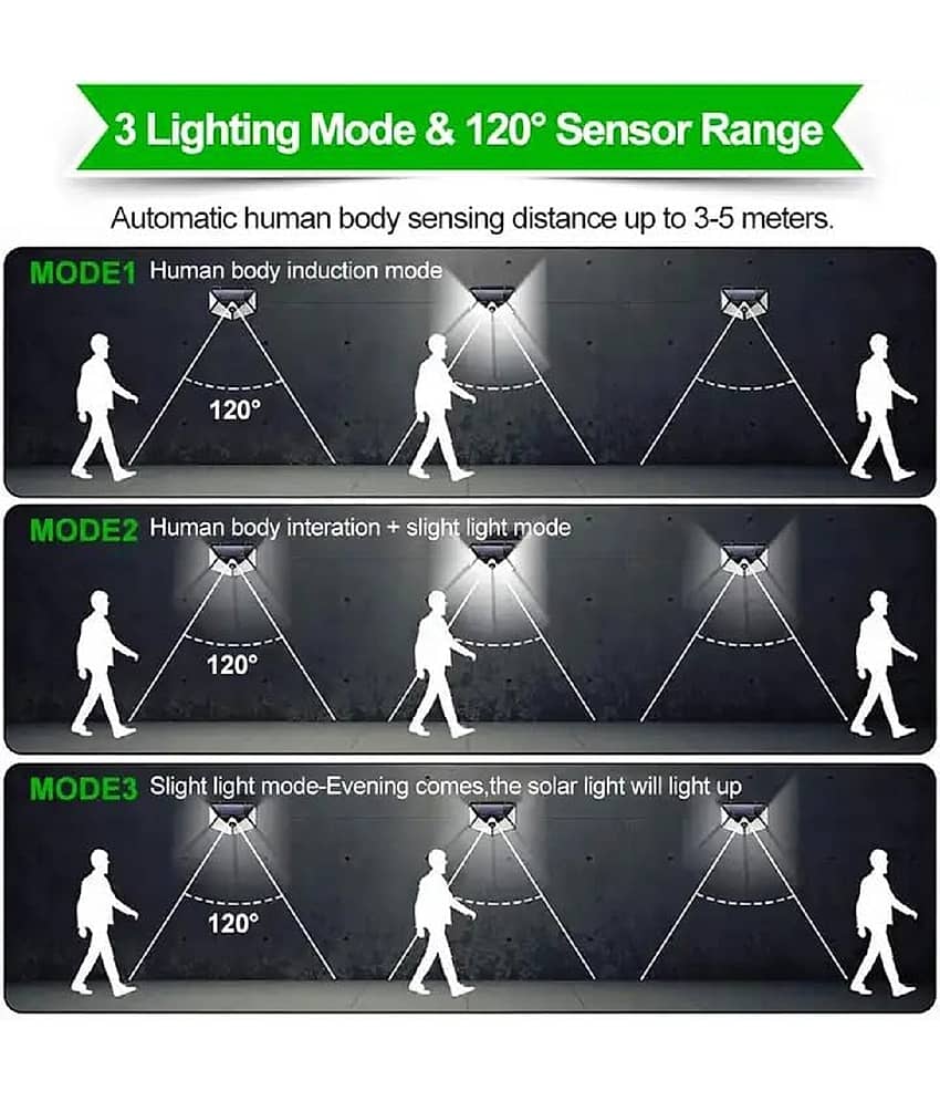 18-ENTERPRISE Solar Rechargable Light Outdoor 100 LEDs Solar Motion Sensor Light with Solar Panel and 3 Modes with IP65 Protection, Waterproof and Dustproof with Wide Angle Lighting (1). view 2