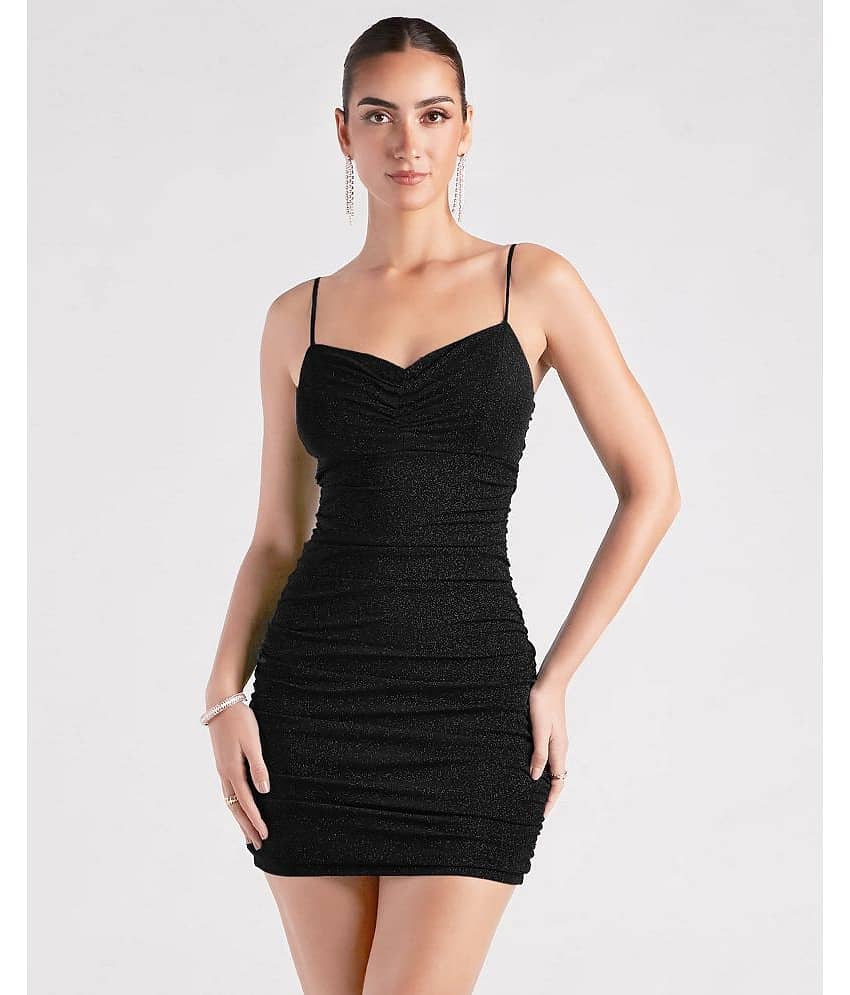 Addyvero Women Polyester Embellished Bodycon Dress ( Maroon )