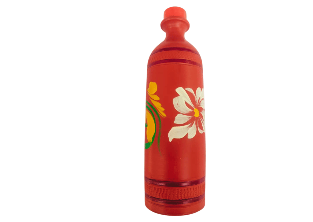 Hand painted terracotta water bottle - 1 Liter Capacity view 2