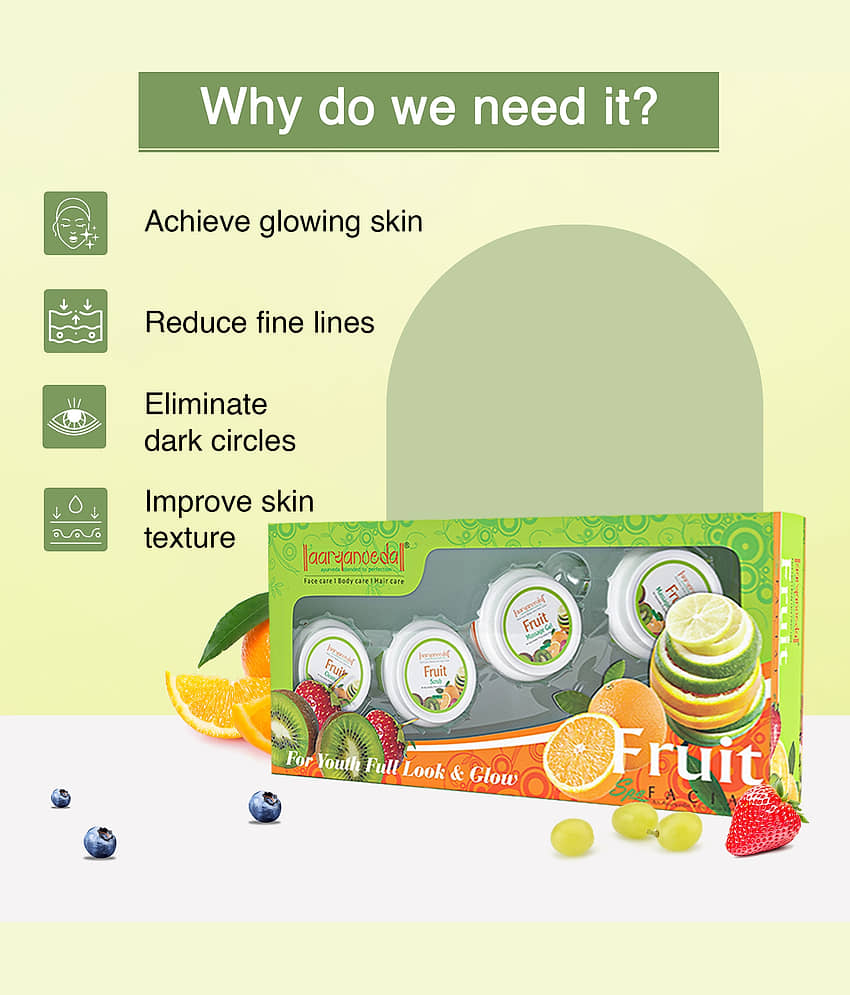 Aaryanveda Fruit Facial Kit 5 Steps ,Complete Skin Rejuvenation, Brightening & Hydration,210g (Pack of 1) view 2