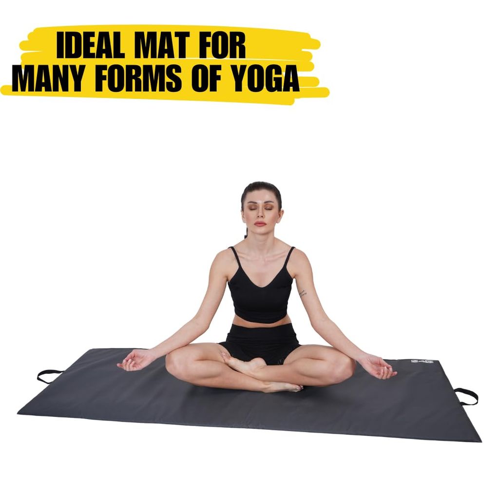 De Jure Fitness Leatherette Yoga Mat, Foldable yoga mat, Professional Yoga Mat for Exercise, Fitness & Meditation with Carrying Strap for Men & Women (12 MM ) view 2
