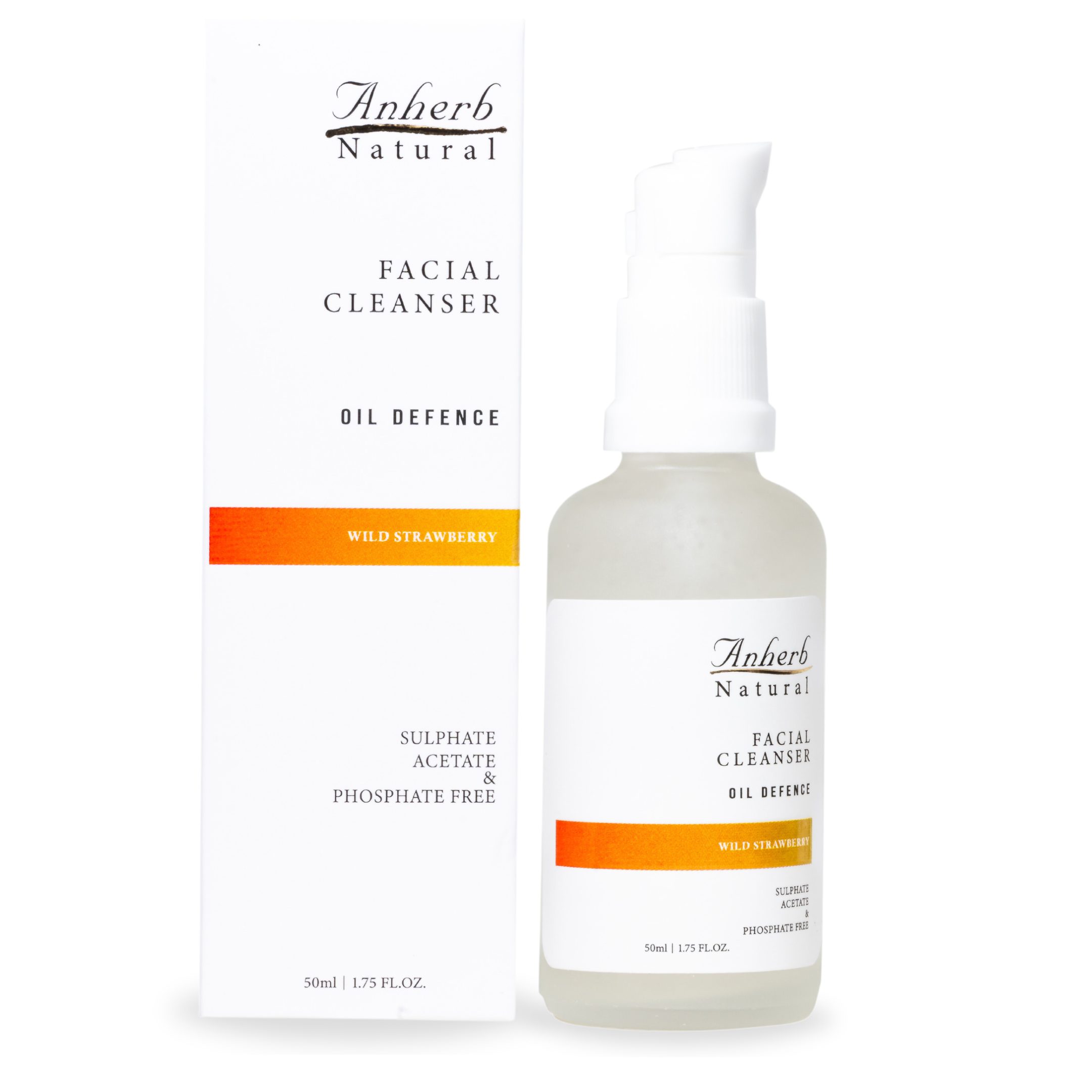 Anherb Natural Oil Defence, Gel based Facial Cleanser, Wild Strawberry's Antibacterial properties - 50ml