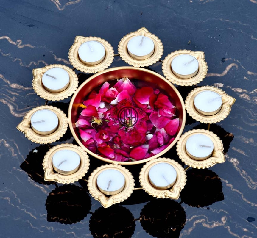 Decorative Urli Bowl for Flowers and Tea Light Candles(10 Inch) Festival Decoration Traditional Urli Bowl .(Diya urli 10k) view 2