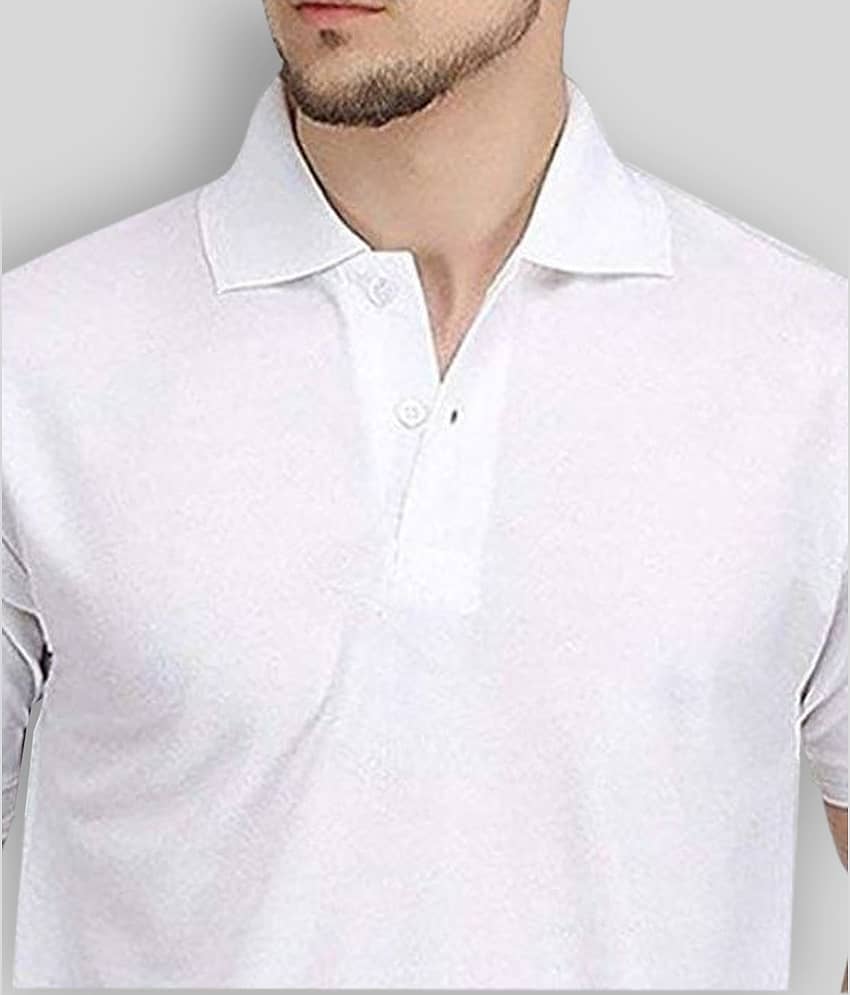 FASHION365 Pack of 1 Cotton Blend Slim Fit Solid Half Sleeves Men's Polo T Shirt ( White ) view 2