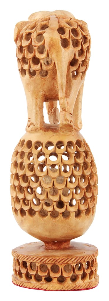 Poompuhar Sandal Wood Ball Elephant (2 inch x 1.5 inch x 5 inch Brown) view 2