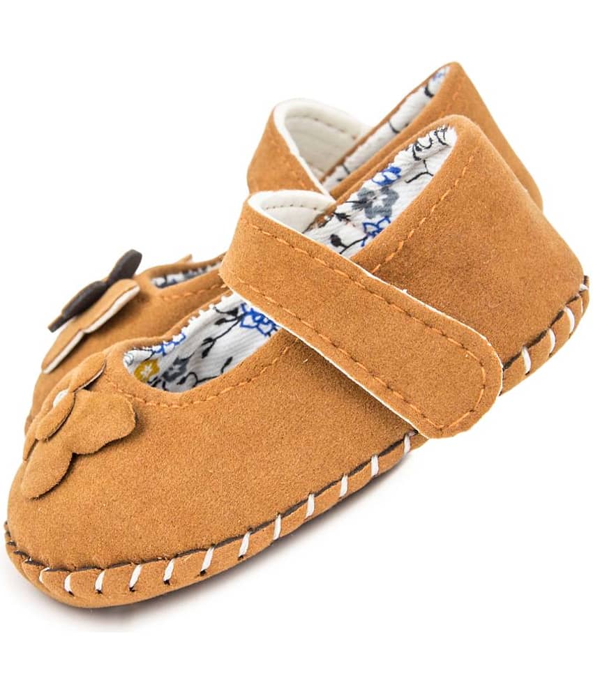 Neska Moda 6 To 12 Months Baby Girls Synthetic Leather Party Wear Floral Baby Sandal Booties (Brown) view 2