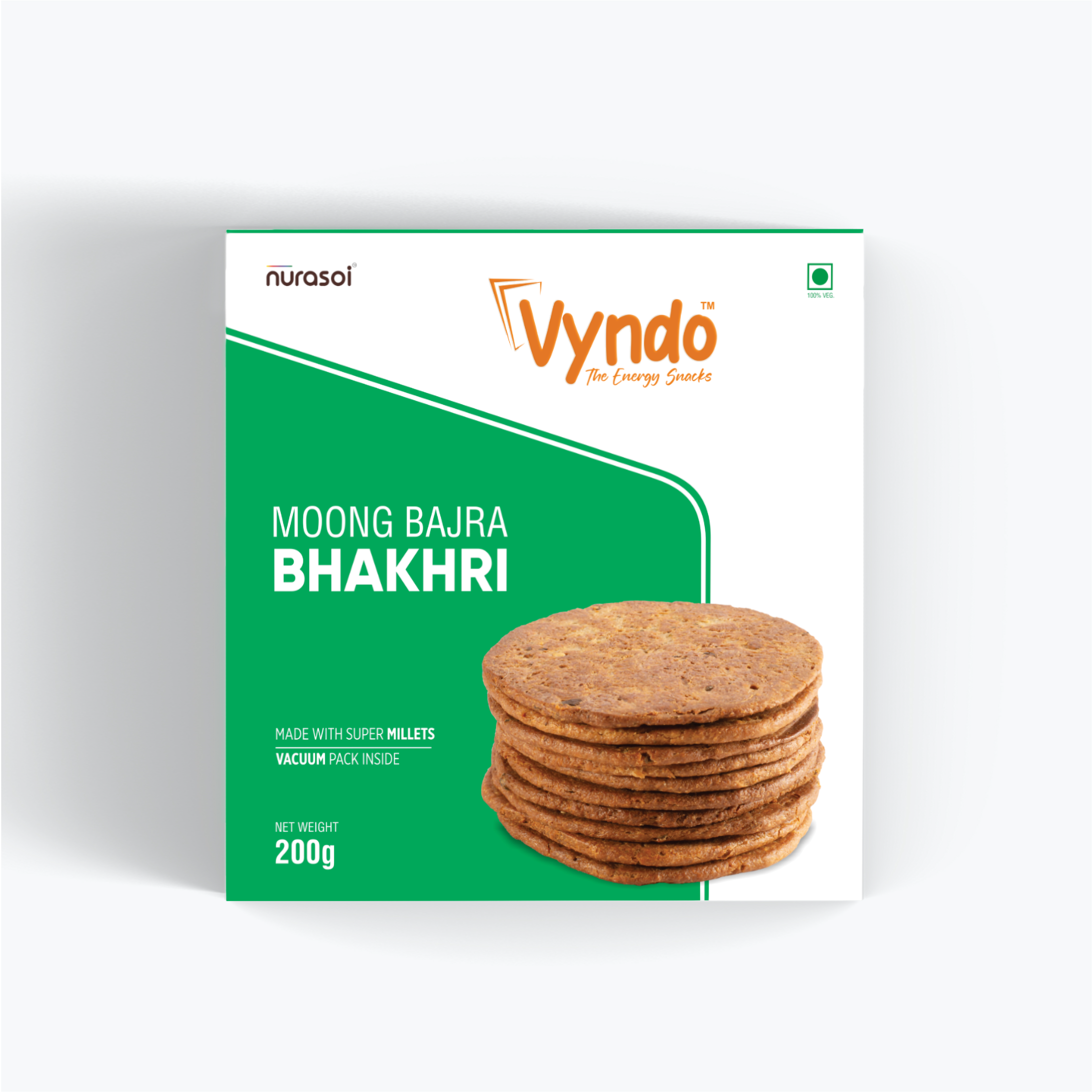Vyndo Moong Bajra Bhakhri - Millet Snacks, 200 gm