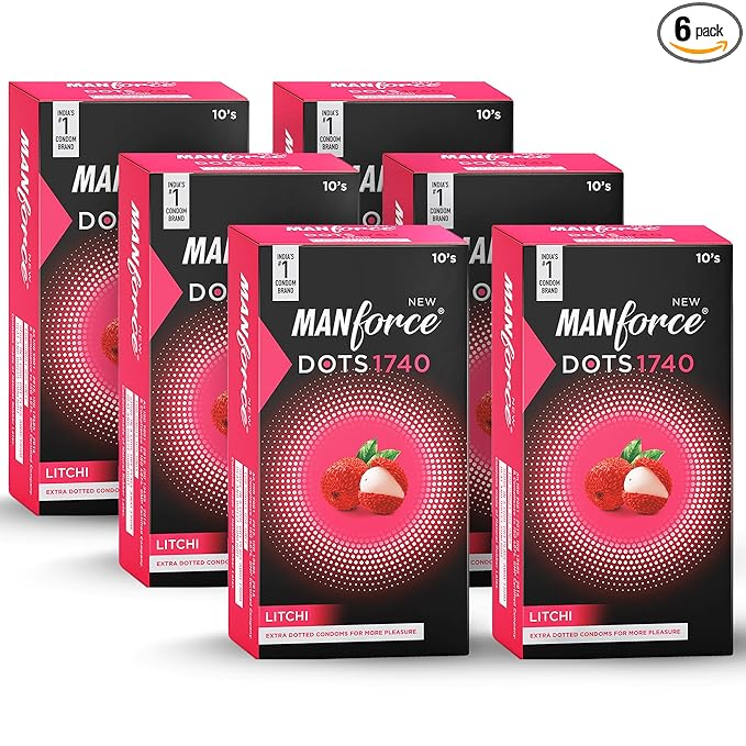 MANFORCE Extra Dotteds Litchi Flavoured Condom (Set of 6 60 Sheets)