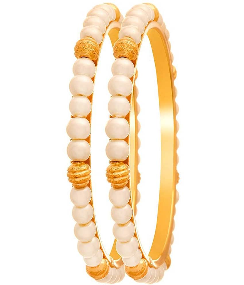JFL - Traditional Ethnic One Gram Gold Plated Pearl Designer Bangle for Women & Girls view 2