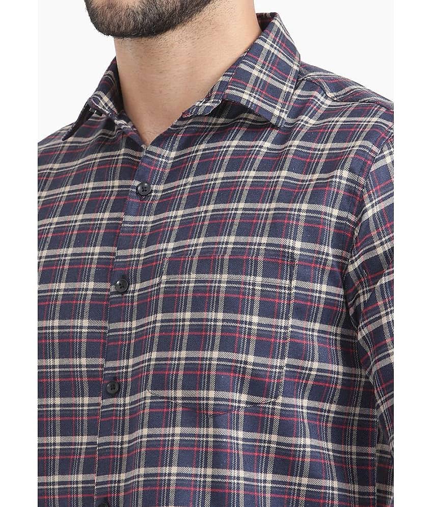 TrendiVastra Cotton Blend Slim Fit Checks Full Sleeves Men's Casual Shirt - Multicolor ( Pack of 1 ) view 2