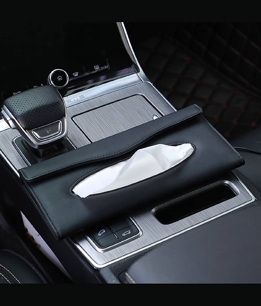 SIAGO Car Tissue Dispenser Leather Black view 2