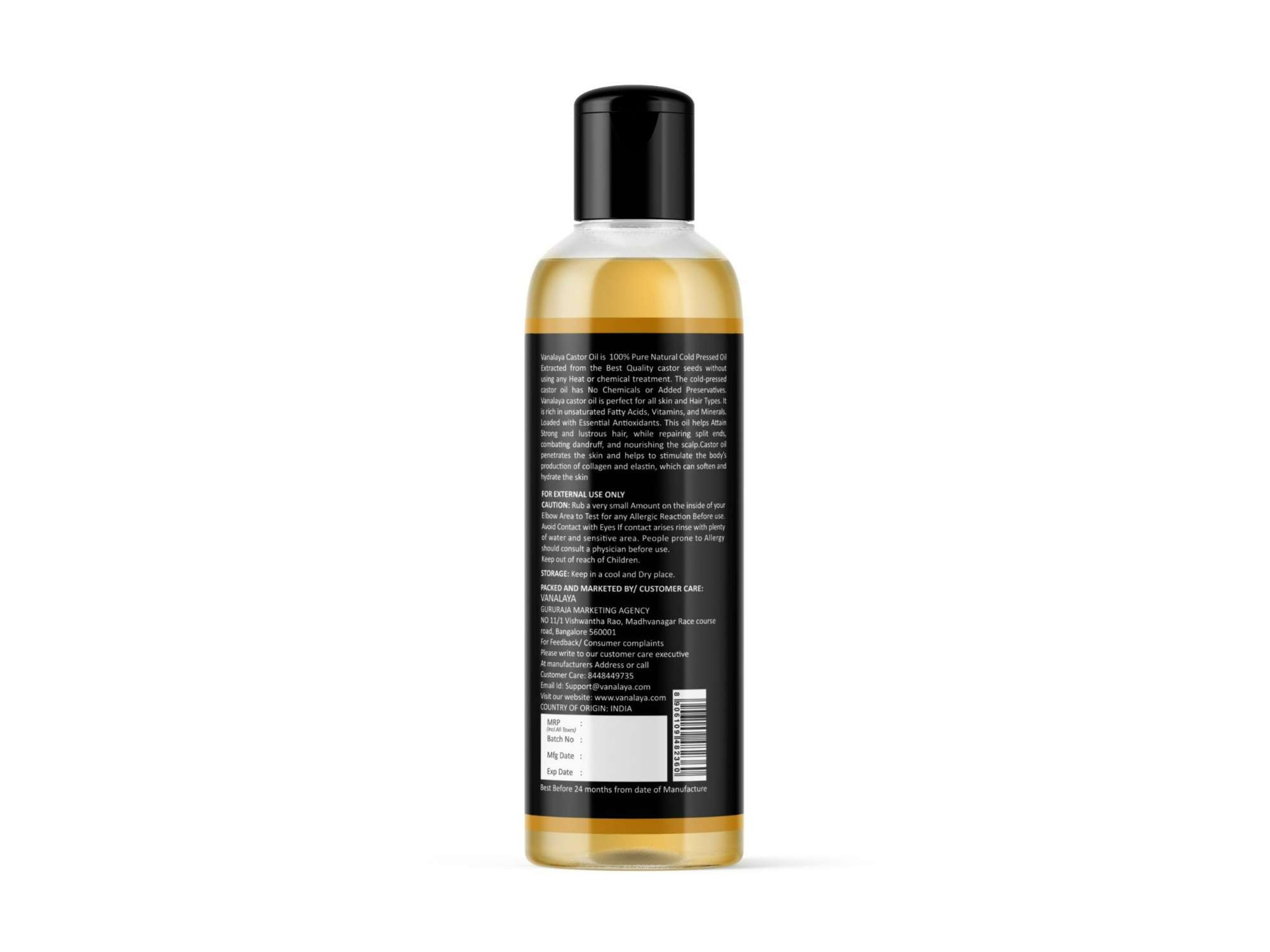 Pure Cold Pressed Castor Oil For Stronger Hair, Skin & Nails, No Mineral Oil & Silicones 200ml view 2