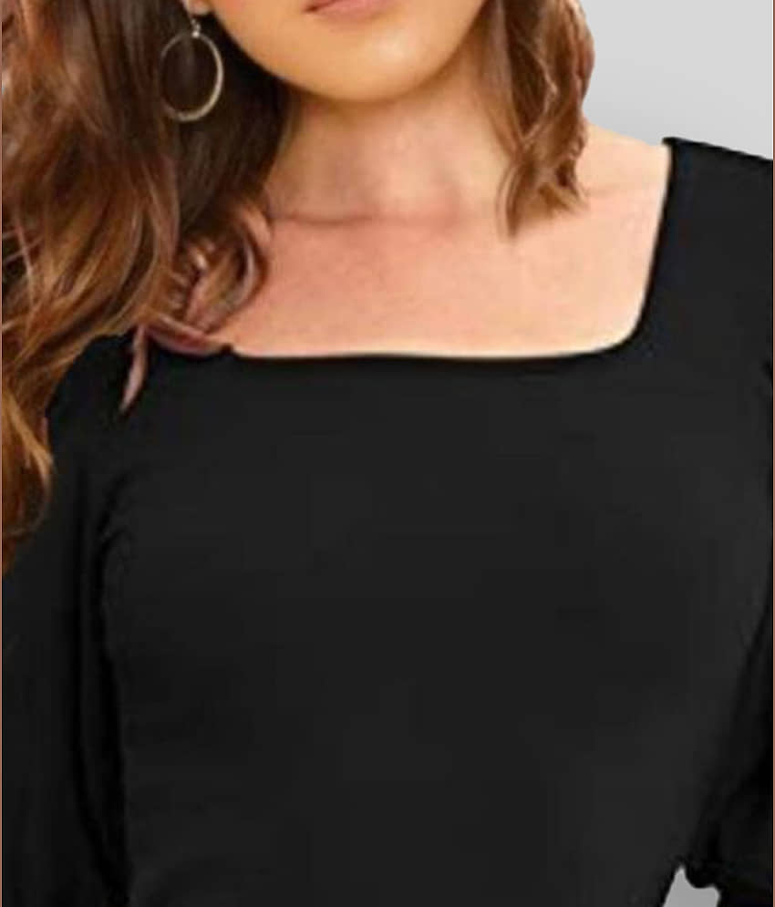 Dream Beauty Fashion Women's Cotton Blend Regular Top ( Black ) view 2