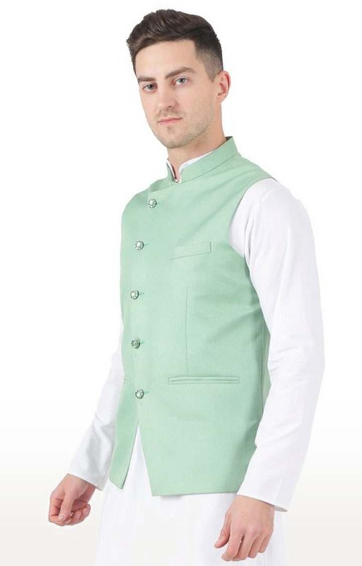 Tahvo Green Angrakha Nehru Jacket view 2