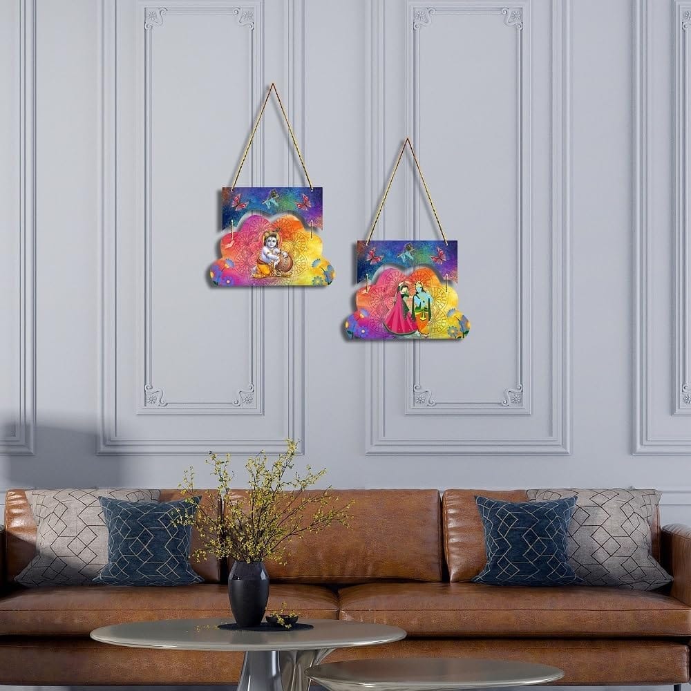Charmor Radha Krishna Decorative Wall Hanger for Living Room | Bedroom | Office | Gift | Home Decoration | Home Decor Items (WH4212), Set of 2 view 2