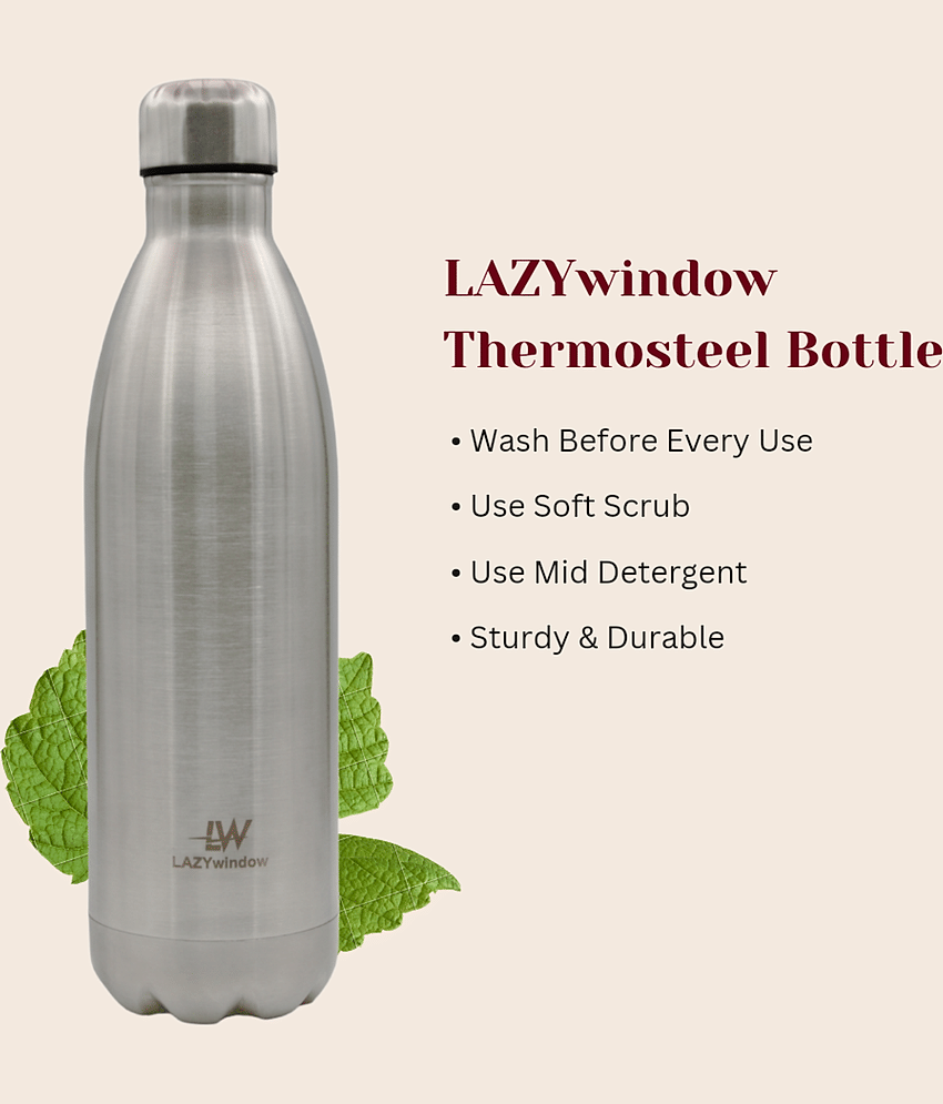 LAZYWINDOW Silver Thermosteel Flask ( 1000 ml ) view 2