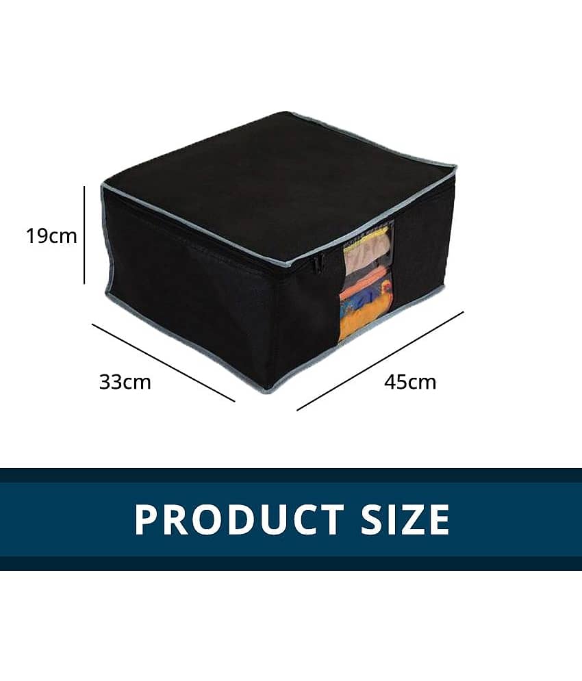 Saree Cover / Cloth Storage & Organizer with Transparent Window,Black (9U) view 2