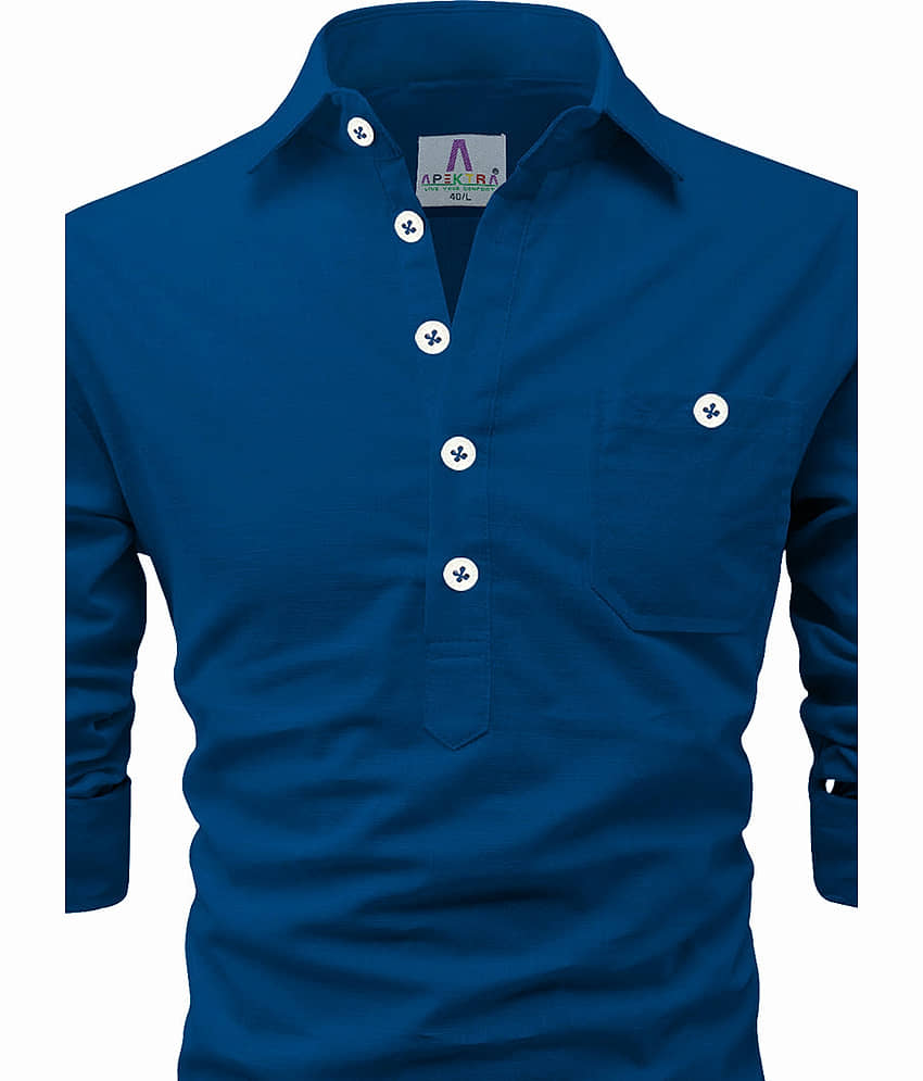 Apektra Peach Cotton Men's Shirt Style Kurta ( Pack of 1 ) view 2