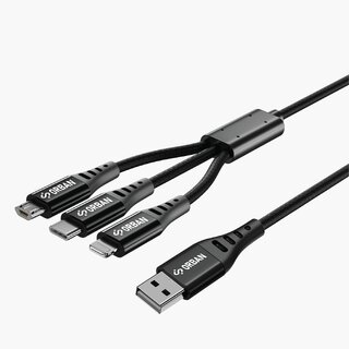 Orban 3-IN-1 Fast Charging Cable Braided + Metal Shell 1.2M Length Multi-Connector USB for Smartphones Tablets view 2