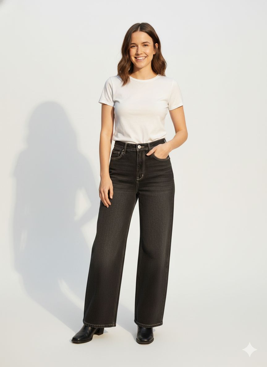 Black wisker Female Jeans