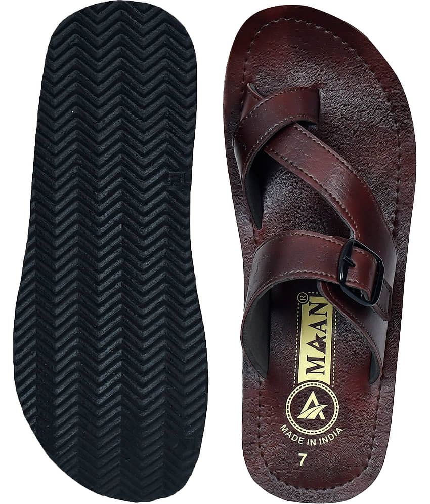 MAAN Brown Men's Thong Flip Flop view 2