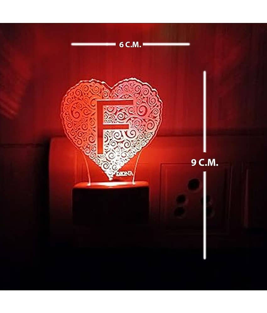 DIONA Night Lamp F Alphabet Heart Shape Night Light Birthday, Valentine Gift view 2