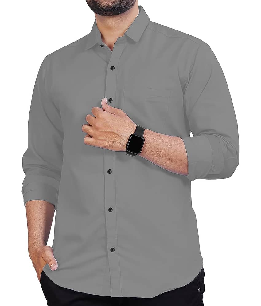 Apektra Cotton Blend Slim Fit Solids Full Sleeves Men's Casual Shirt - Beige ( Pack of 1 ) view 2