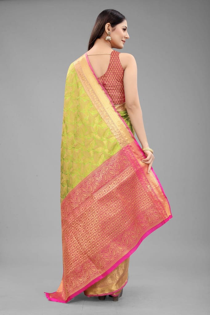 Silk Zone Women's Banarasi Silk Woven Saree With Unstiched Blouse Piece view 2