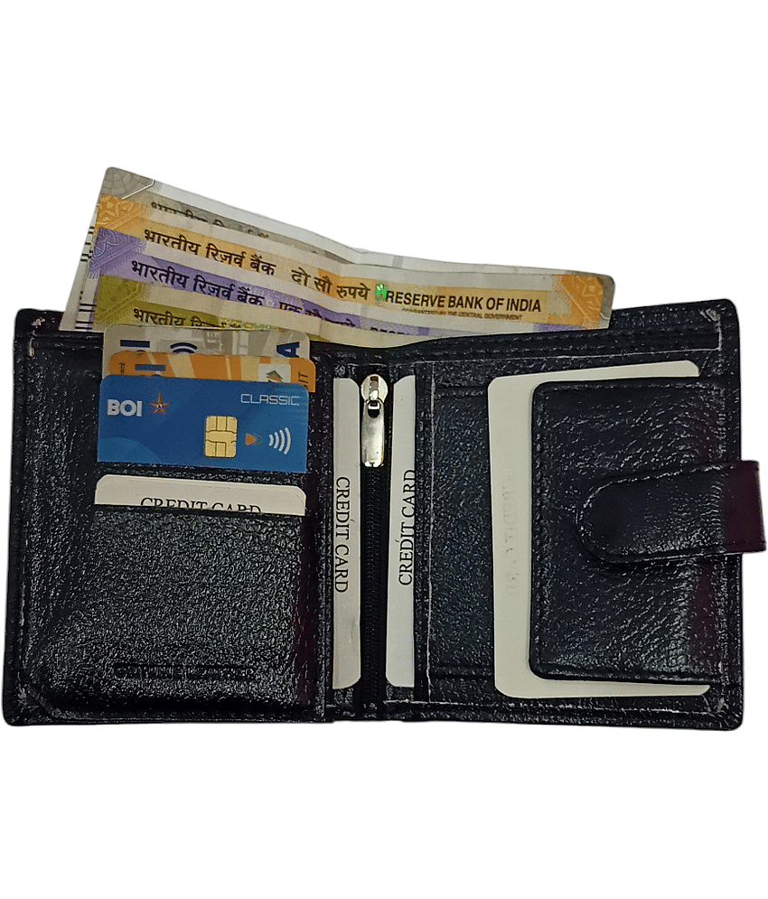 COCO ROYAL 100% Leather Solid Men's Two Fold Wallet With 10 Slots For Card ( Black , Pack of 1 ) view 2