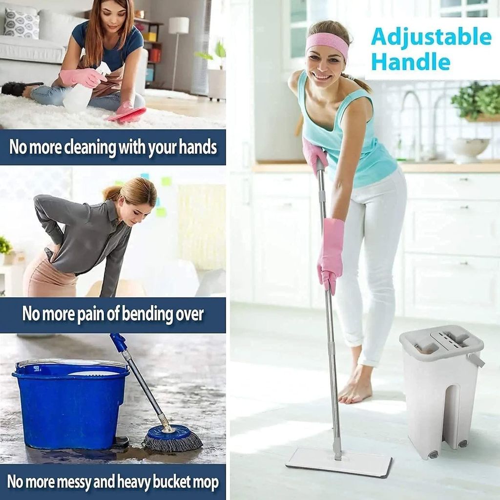 Ali Shipping Scratch Cleaning MOP with 2 in 1 SELF Clean WASH Dry Hands Free Flat Mop. view 2