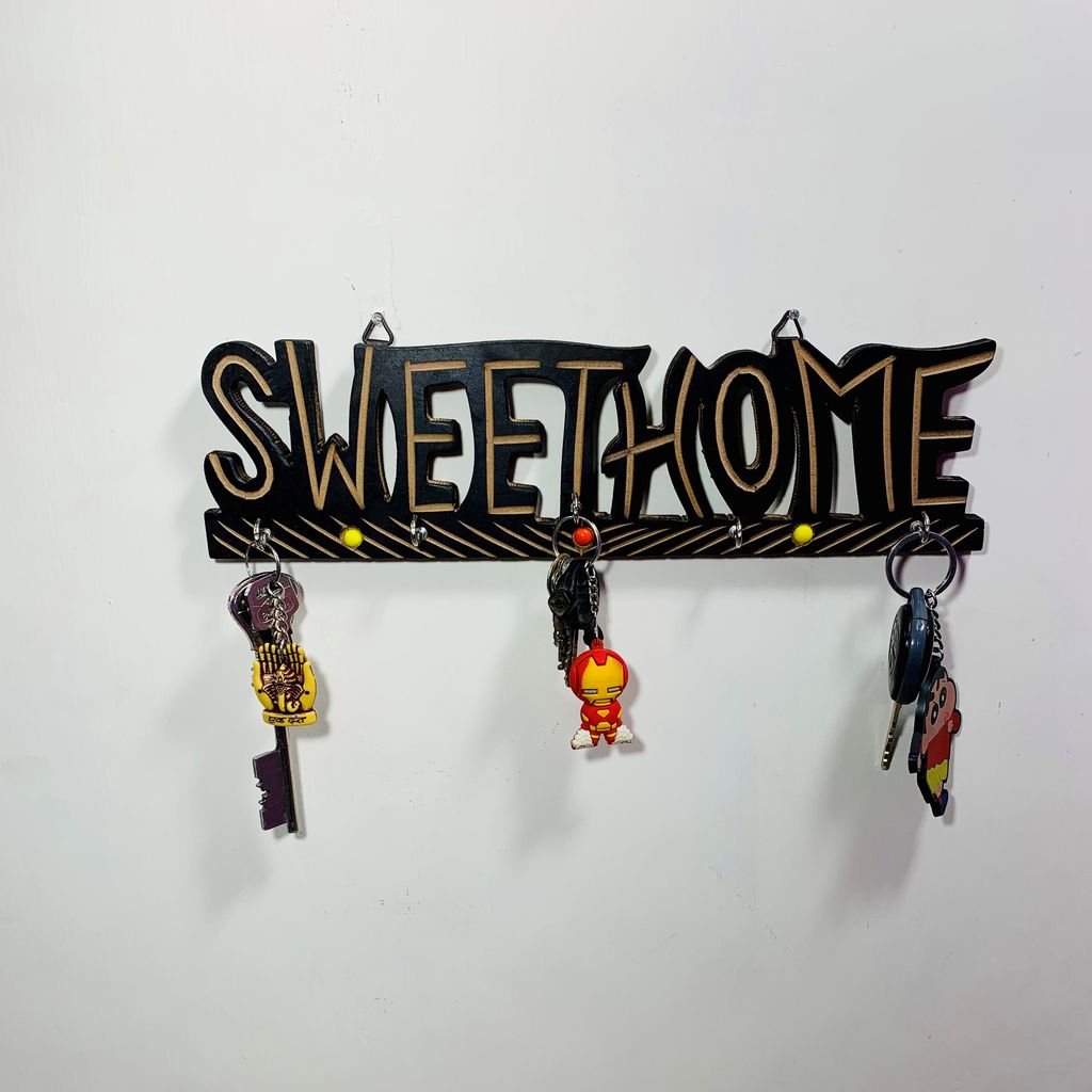Homefrills Handicraft handmade Premium Sheesham Wood Sweethome Design Key Holder ,Key Hanger,Multipurpose,Key HookRackOrganisewith 5 holders view 2