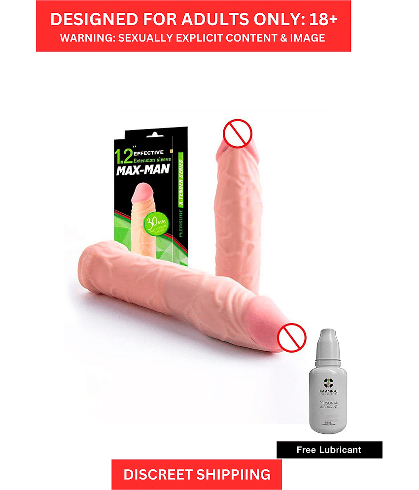 Imported Penis Cover With 1.2 Inch Size Extension And Pink Head Sex Toy For Men And Couples + Free Kaamraj Lubricant By Naughty Nights