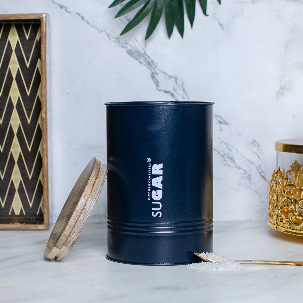 Craftlayout TIN Sugar Canister, Blue 900 Ml view 2