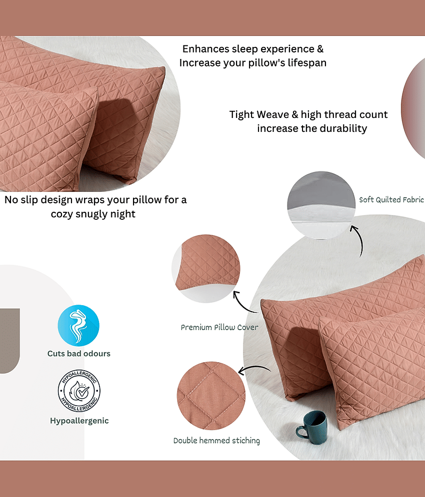 Apala - Pack of 2 Microfiber Solid Quilted Standard Size Pillow Cover ( 68.58 cm(27) x 43.18 cm(17) ) - Grey view 2