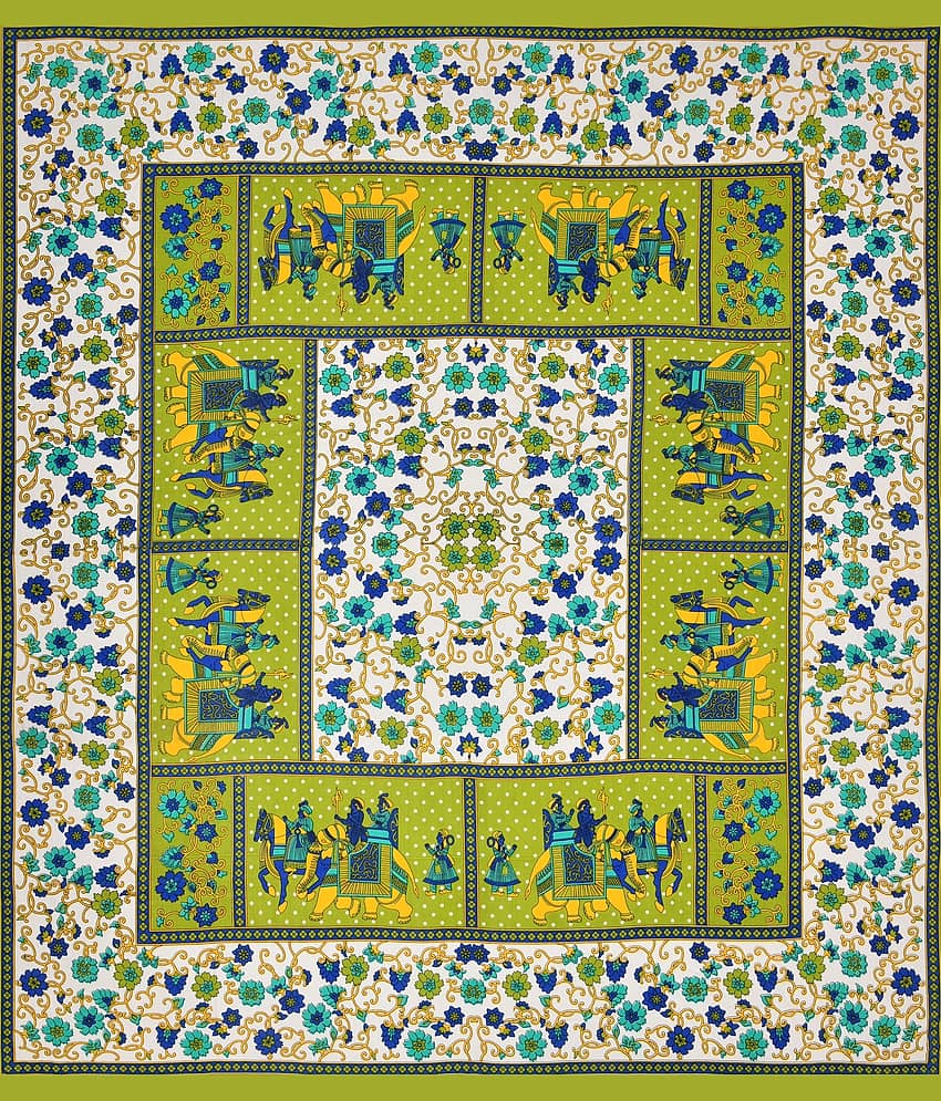 ABHACLOTHO Cotton 1 Double Bedsheet with 2 Pillow Covers ( Green ) view 2