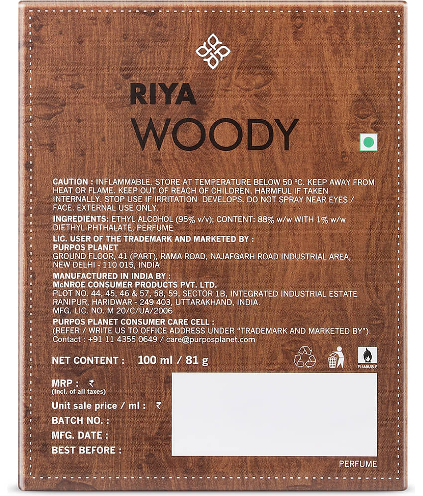 RIYA Woody Perfume, Long Lasting, Bergamot and Pink Pepper Eau de Parfum - 100 ml view 2