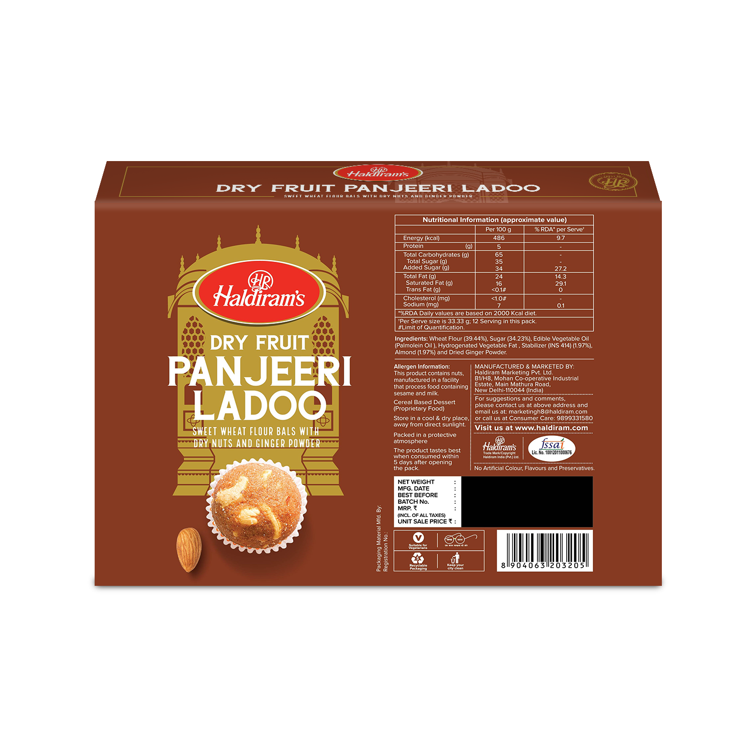 Haldiram's Veg Panjeeri Laddu - 800 Gm - Pack of 2 view 2