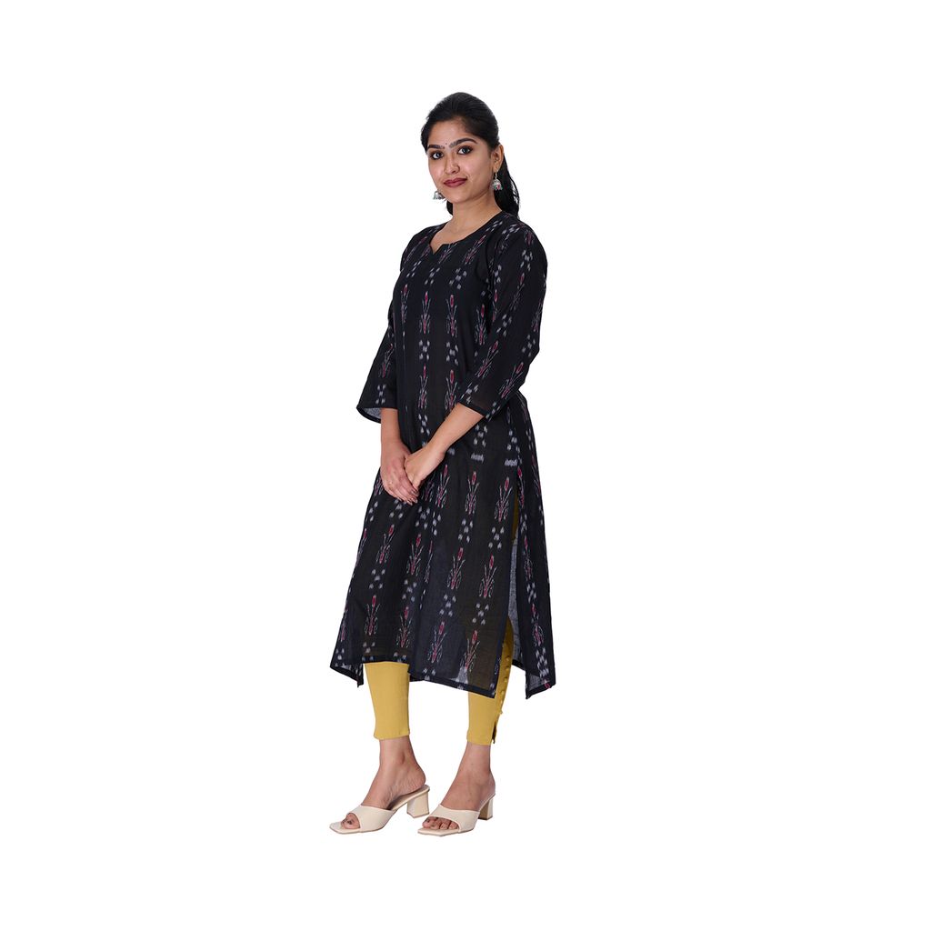 GHL GUENDICHA HAAT Sambalpuri Certified Handloom Women's Pure Cotton Roundneck Kurta view 2