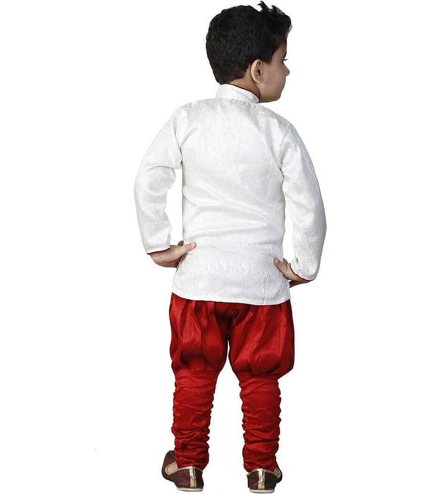 hrr Boys Silk Solid - Pattern Kurta Pyjama Set ( Beige , Pack of 1 ) view 2