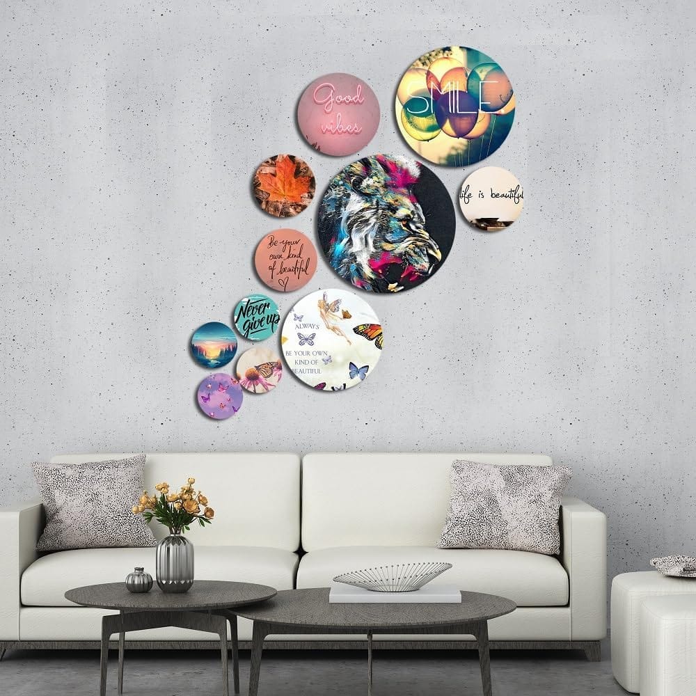 Charmor Designer MDF Wooden Nature Wall Hanging (WH45) - Set of 11 (Multicolor11) view 2