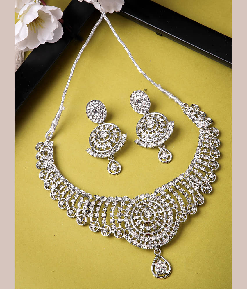 Sukkhi Silver Alloy Necklace Set ( Pack of 1 ) view 2