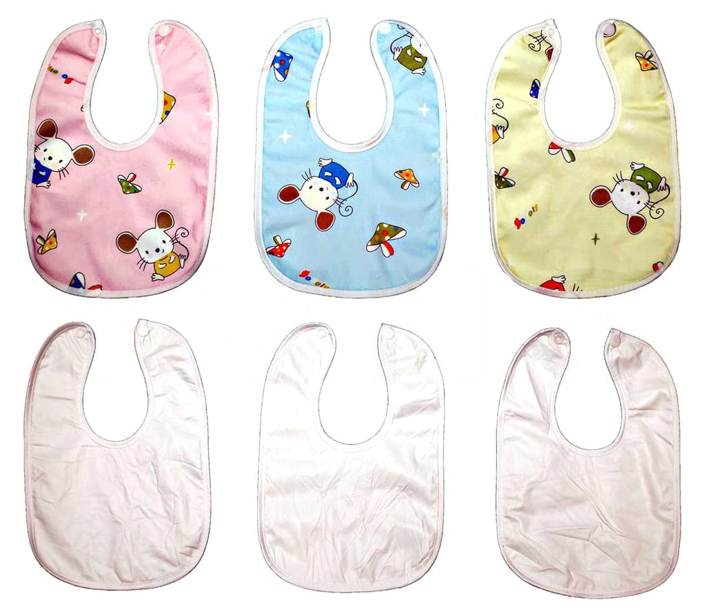 newborn Baby Girl and Baby Boy 3 Bib Apron Water Proof Sheet for Baby Bed Protection Mat (0-6 Month)Random Print Blanket wrapper/ Baby Bath Towel view 2