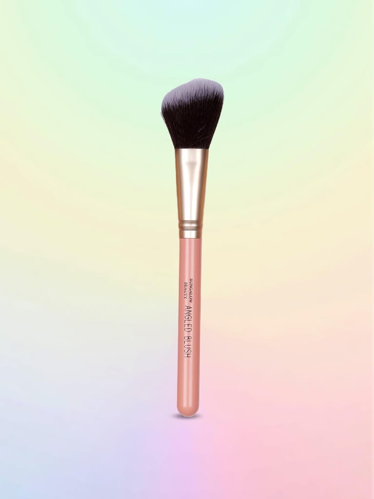 BUNGALOW BEAUTY Premium Angled Blush Brush, Rose Gold Handle, Soft Synthetic Bristles view 2