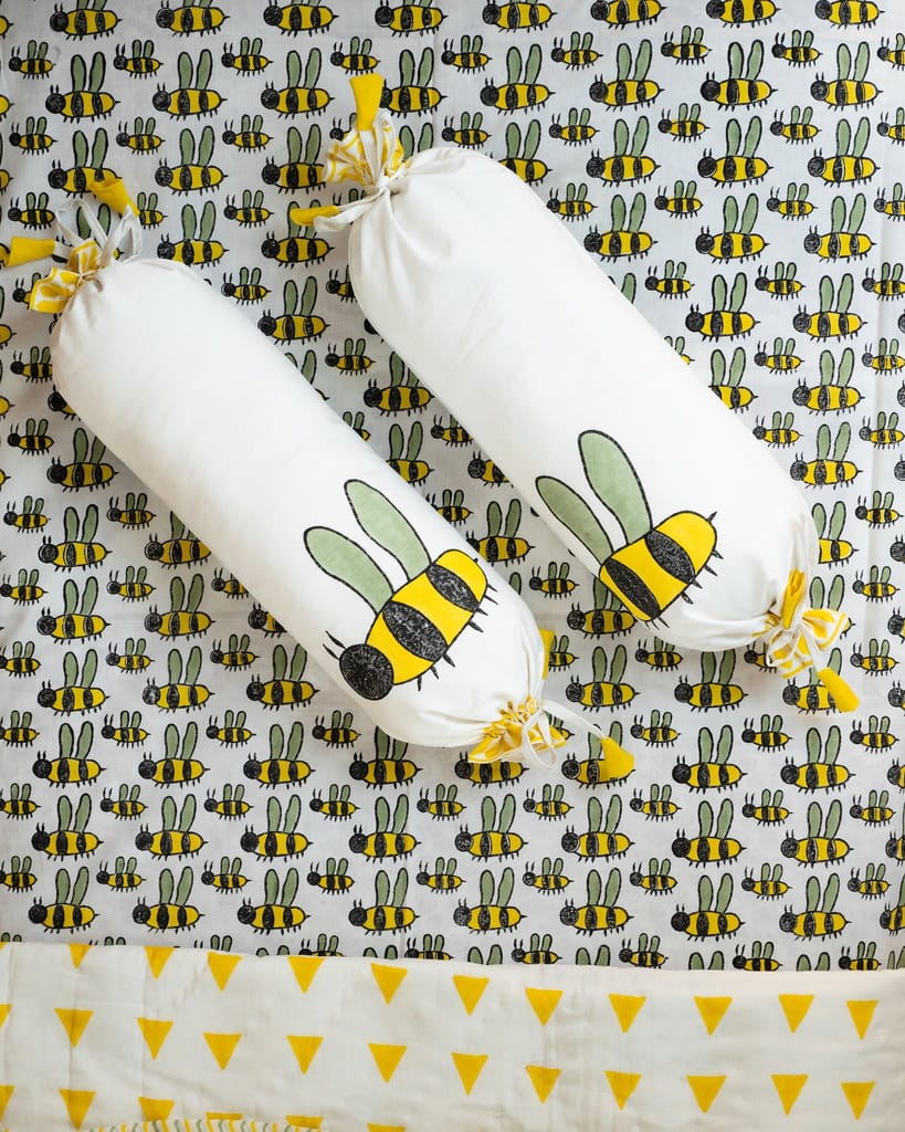 Sweet Honey Bee Pillow & Bolster Set by Aagaaz Jaipur view 2