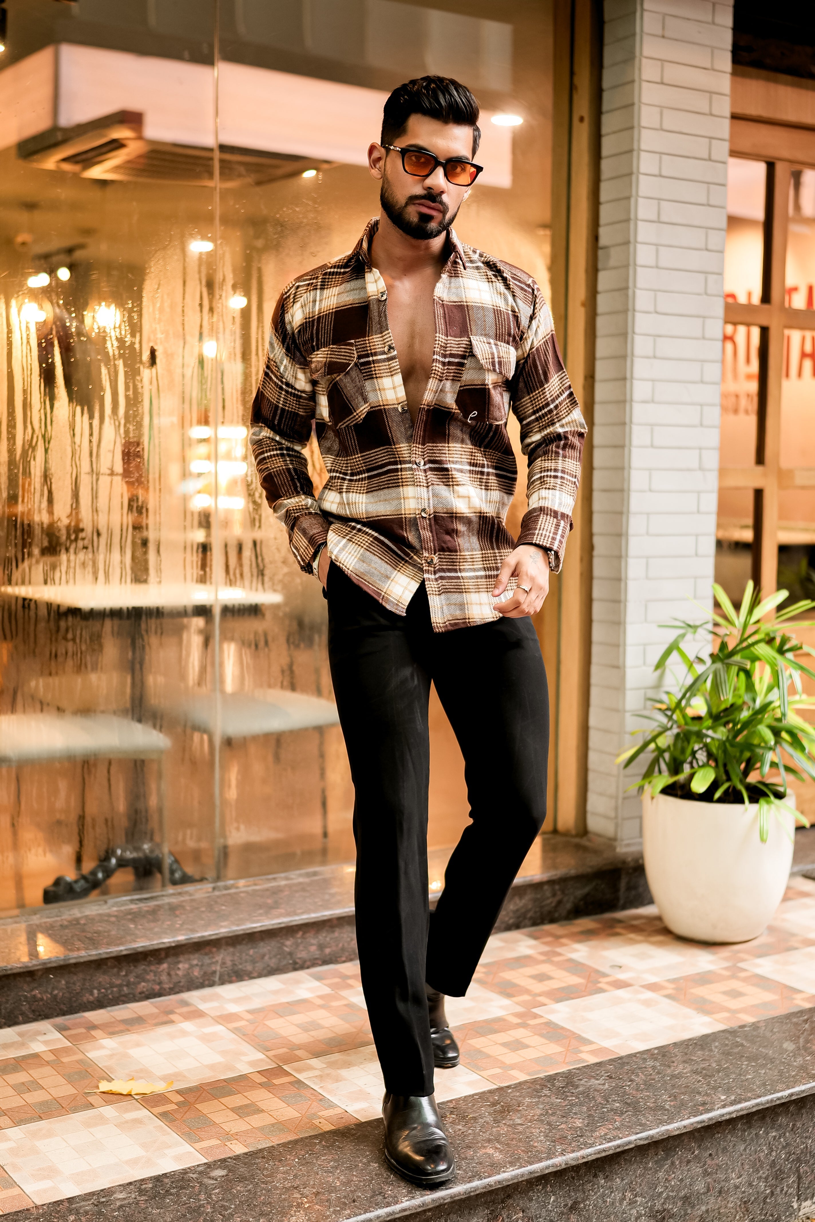 Brown Semi-Winter Checkered Shirt view 2