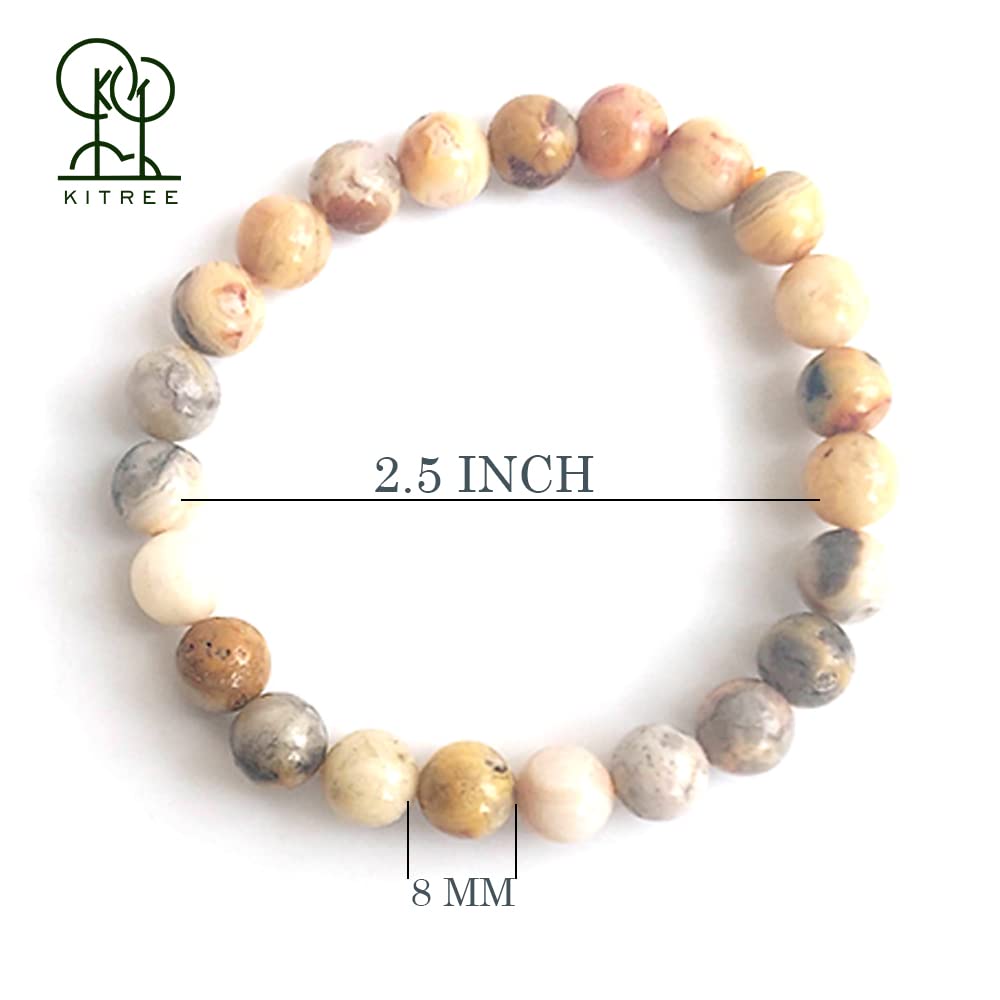 KITREE NATURAL CRAZY LACE AGTE CRYSTAL REIKI HEALING BRACELET 8MM ROUND FOR UNISEX (COLOR MULTI-COLOR) view 2