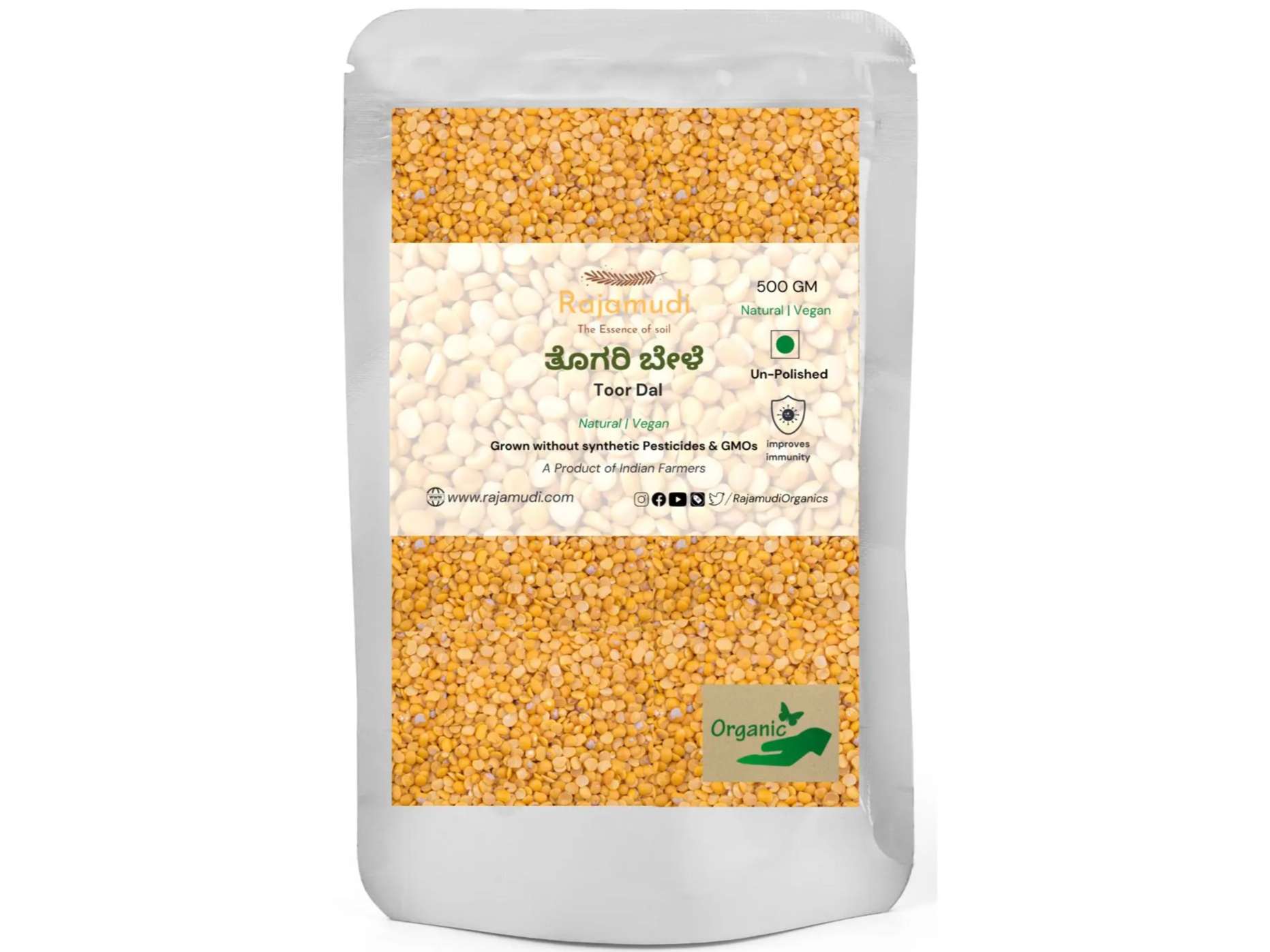 Rajamudi Organics Organic Toor Dal - 1 Kilogram view 2