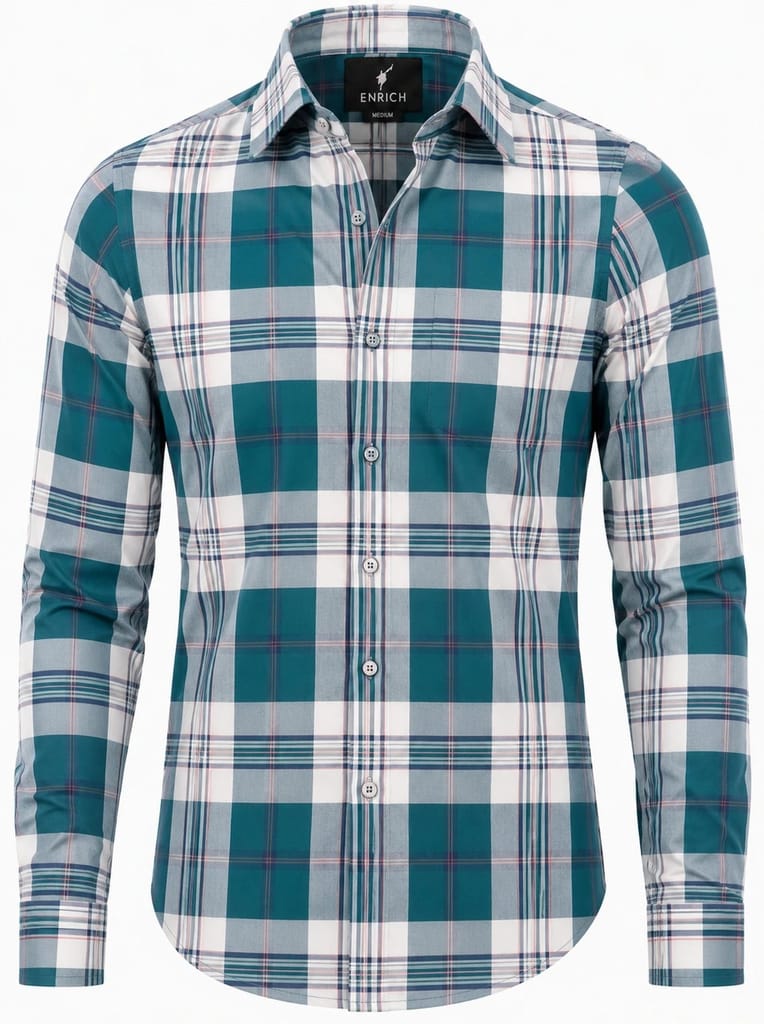 Men's Premium Blue & Brown Check Formal Shirt view 2