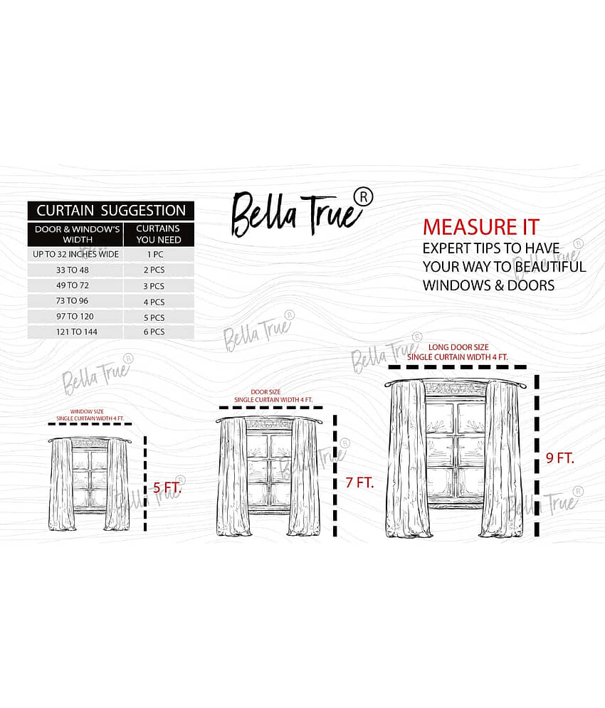 BELLA TRUE Abstract Printed Semi-Transparent Eyelet Curtain 9 ft ( Pack of 1 ) - Multicolor view 2